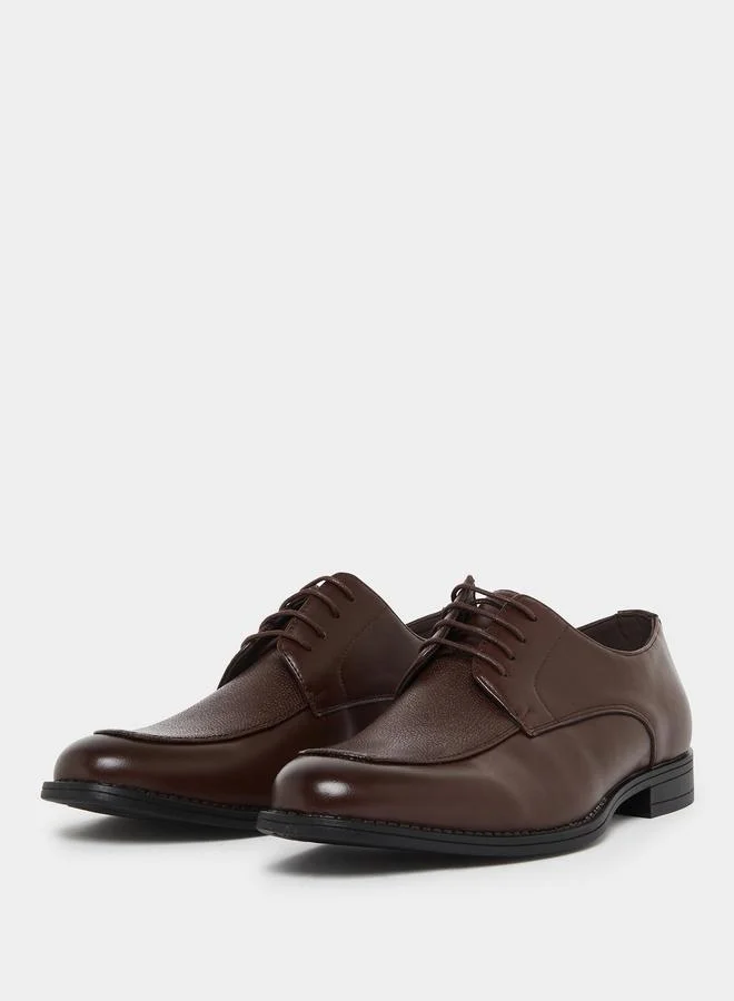 Styli Brown Leather Lace-Up Shoes